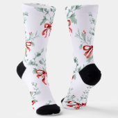 Whimsy Socks – Red Bows Pattern & Festive Charm Sokken (Gebogen)