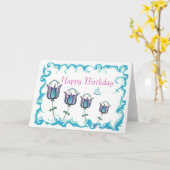 Whimsy Tulips - Bonne carte de voeux d'anniversair (Fleur jaune)