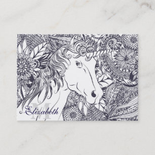 Whimsy unicorn en floral mandala-ontwerp visitekaartje