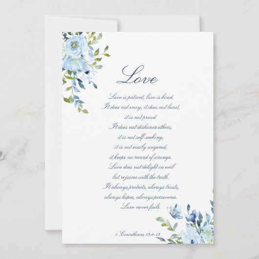 Whimsy Waterverf Blue Botanical Script Wedding Kaart (Achterkant)