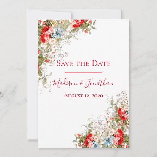 Whimsy Wild Flowers Script Weddenschap Save The Date (Voorkant)
