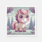 Whimsy Wishes Roze Pony Personaliseren Party Serve Servet (Voorkant)