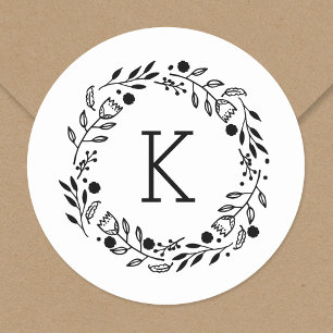 Whimsy Wreater Monogram Round Sticker