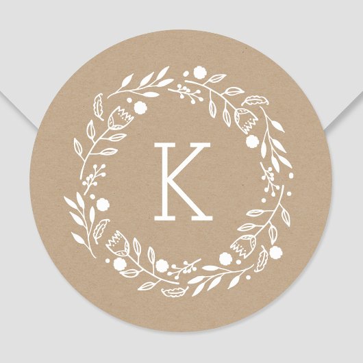 Whimsy Wreater Monogram Round Sticker