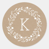 Whimsy Wreater Monogram Round Sticker (Voorkant)