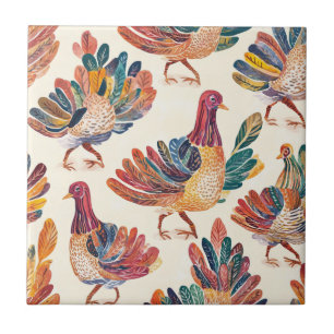 Whimwaterkleurkalkoen – Herfst Thanksgiving Tegeltje