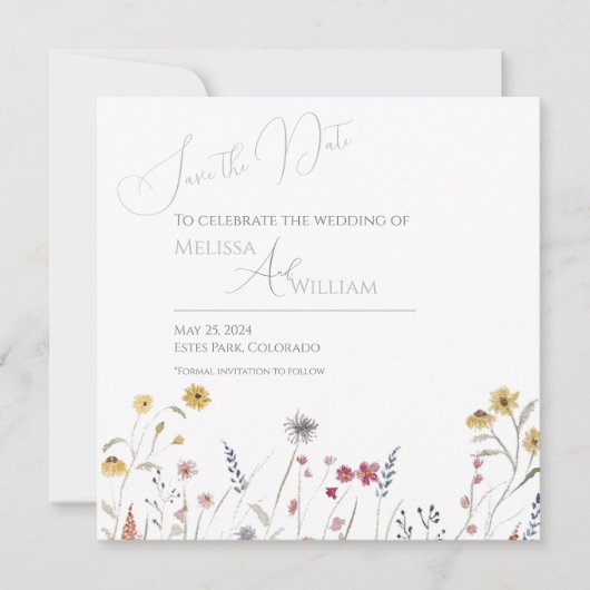 Whimwaterverf Wilde Bloem Save The Date (Voorkant)