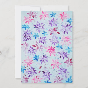 Whimwham Waterverf Paars & Roze Bloemmotief Kaart