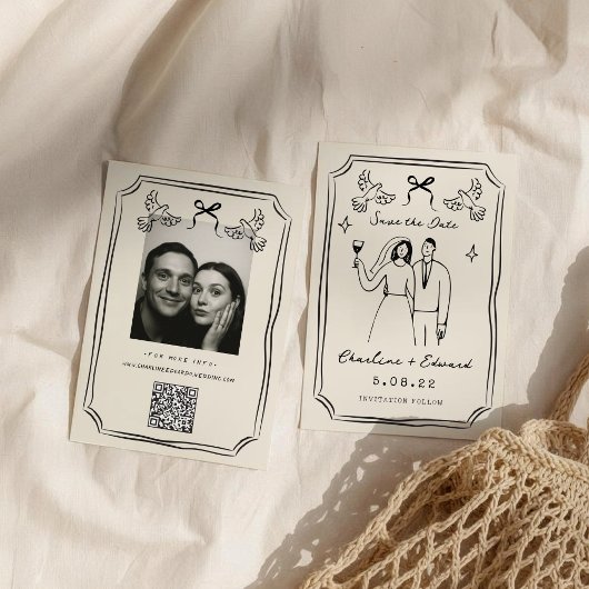 Whimwhams Handgetekende Doodle Save The Date