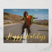 whimyscript script foto blij met betaalpas folie uitnodiging briefkaart (Voorkant)