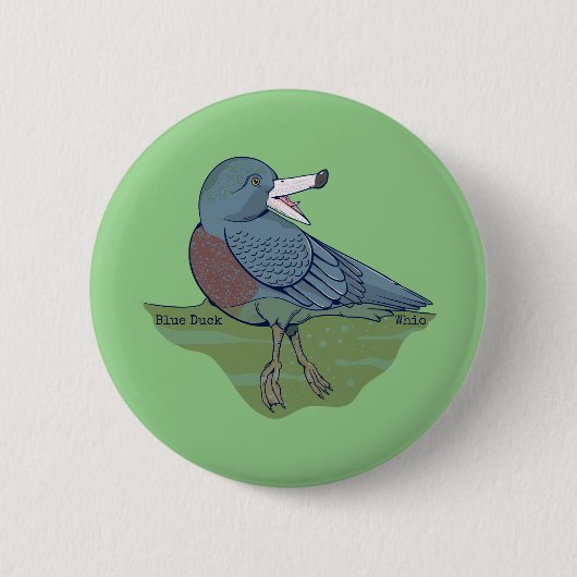 Whio Blue Duck NZ BIRD Ronde Button 5,7 Cm (Voorkant)