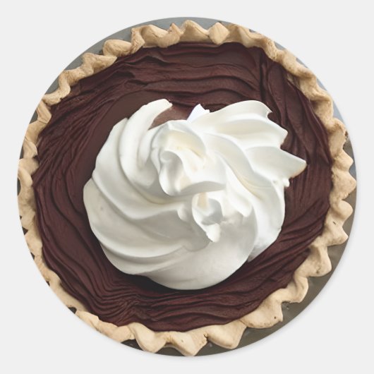 Whipped Cream Chocolade Pudding Pie Food Ronde Sticker (Voorkant)