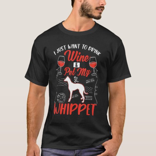Whippet And Wine T-shirt (Voorkant)