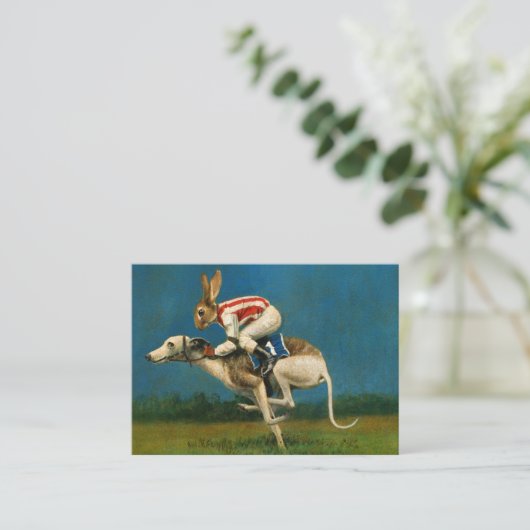Whippet Avec Carte de visite Rabbit Jocky ACEO (Debout devant)