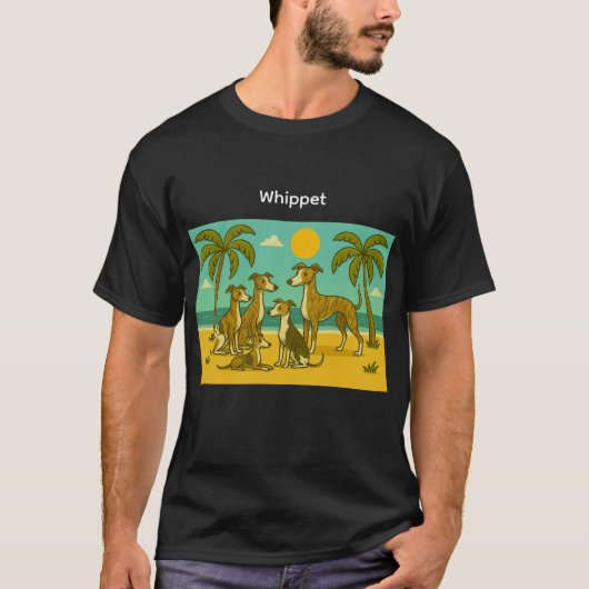 Whippet Beach T-shirt (Voorkant)