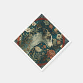 Whippet Brindle and White William Morris Style Servet (Hoek)