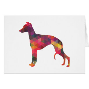 Whippet Chien Geo Motif Silhouette Multi Card