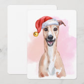 Whippet Christmas Card – Whippet Wearing Santa Hat Kaart (Voorkant / Achterkant)