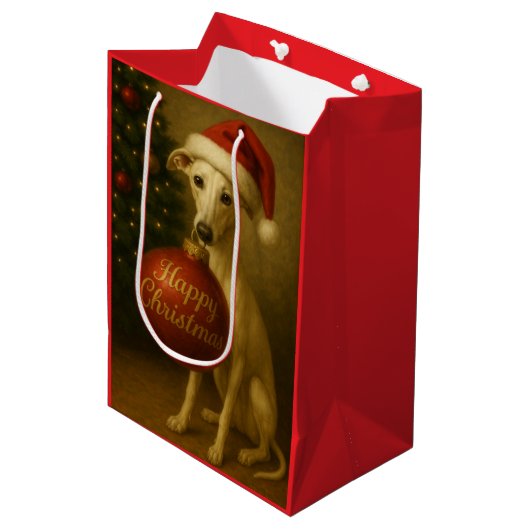 Whippet Christmas gift bag Medium Cadeauzakje (Voorkant Gekanteld)