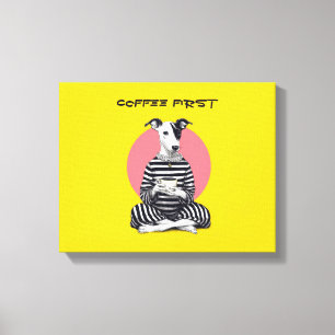 Whippet Coffee Time – Eigenzinnige Vintage Hond Canvas Afdruk