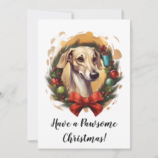 Whippet dans la carte de Noël Wreath (Devant)