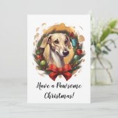 Whippet dans la carte de Noël Wreath (Debout devant)