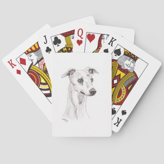 Whippet Dog Art Head Profile Ink Spellkaarten Speelkaarten (Achterkant)
