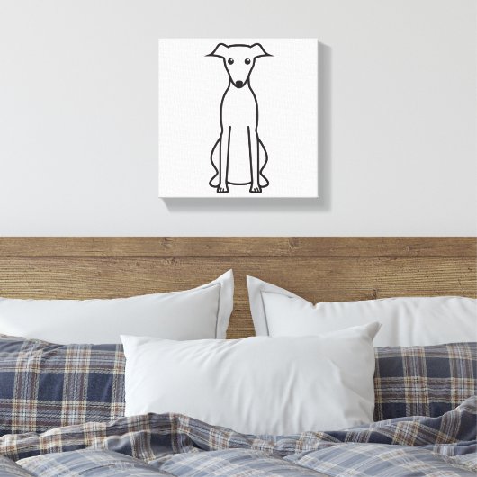 Whippet Dog Cartoon Canvas Afdruk (Insitu (Slaapkamer))