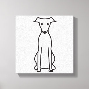 Whippet Dog Cartoon Canvas Afdruk