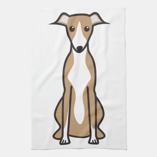 Whippet Dog Cartoon Theedoek (Verticaal)