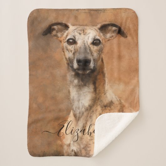 Whippet Dog Naam toevoegen Sherpa Deken (Voorkant)