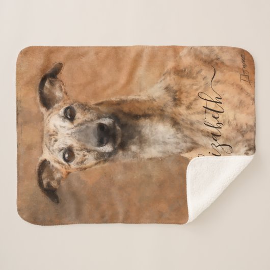 Whippet Dog Naam toevoegen Sherpa Deken (Voorkant (horizontaal))