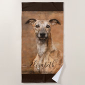 Whippet Dog Naam toevoegen Strandlaken (Voorkant)