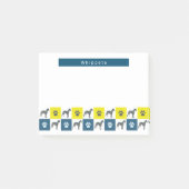 Whippet Dog & Paw Yellow & Blue Grid Silhouette Post-it® Notes (Voorkant)