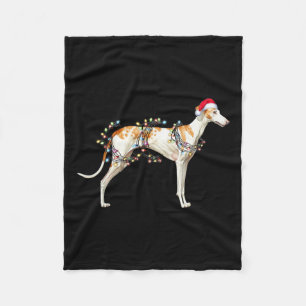 Whippet Dog Santa Claus Pet Kerstlicht Fleece Deken