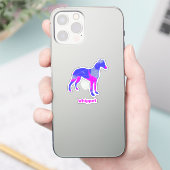 Whippet Dog Silhouette Hot Pink & Blue Sticker (Telefoon)