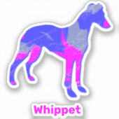 Whippet Dog Silhouette Hot Pink & Blue Sticker (Voorkant)