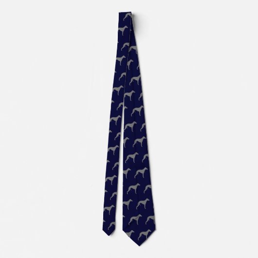 Whippet Dog Silhouetten Patroon Blauw en Grijs Stropdas (Achterkant)