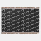 Whippet Dog Silhouetten Patroon Zwart en Grijs Deken (Voorkant)