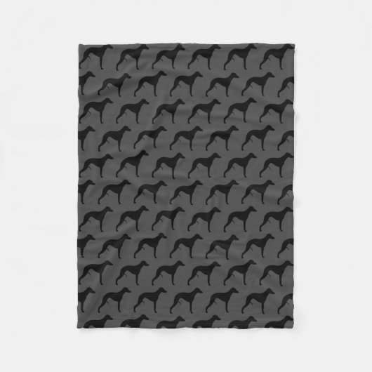 Whippet Dog Silhouettes Pattern Grey and Black Fleece Deken (Voorkant)