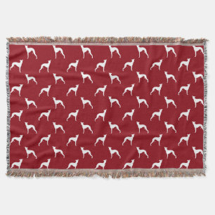 Whippet Dog Silhouettes Pattern Red en White Deken