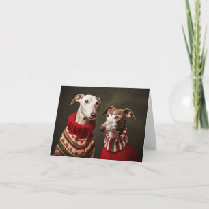 Whippet Dogs Kerst Kaart