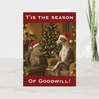 Whippet en eekhoorn kerst wenskaart kaart