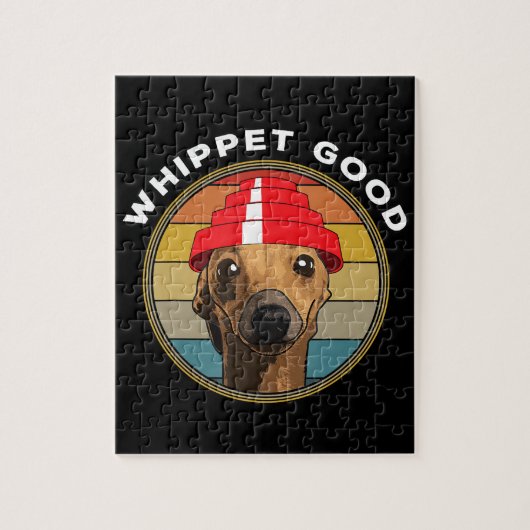 Whippet Good Funny 80s Music Dog Design Legpuzzel (Verticaal)