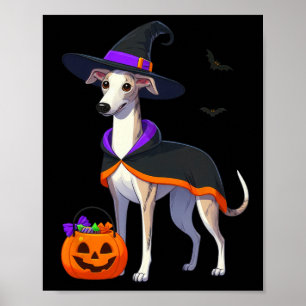 Whippet Halloween Heks Kostuum voor Lover Dog Poster