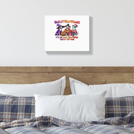 Whippet Halloween Thanksgiving Christmas Oversized Canvas Afdruk (Insitu (Slaapkamer))