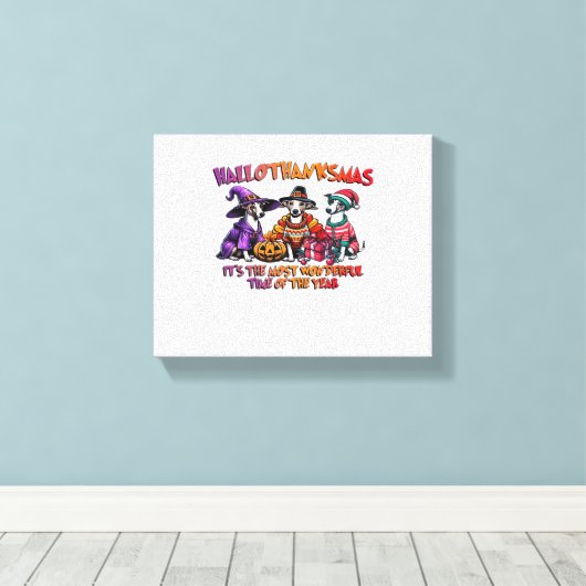 Whippet Halloween Thanksgiving Christmas Oversized Canvas Afdruk (Insitu (Houten vloer))