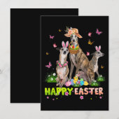 Whippet Happy Pasen Konijn Eieren Pasen Cadeau Kin Kaart (Voorkant / Achterkant)