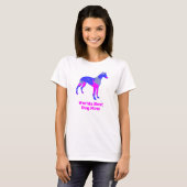 Whippet/Italiaans Greyhound Dog Silhouette Pink Bl T-shirt (Voorkant volledig)