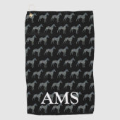 Whippet Italiaans Grijs Hond Silhouette Y&B Grid Z Golfhanddoek (Voorkant)